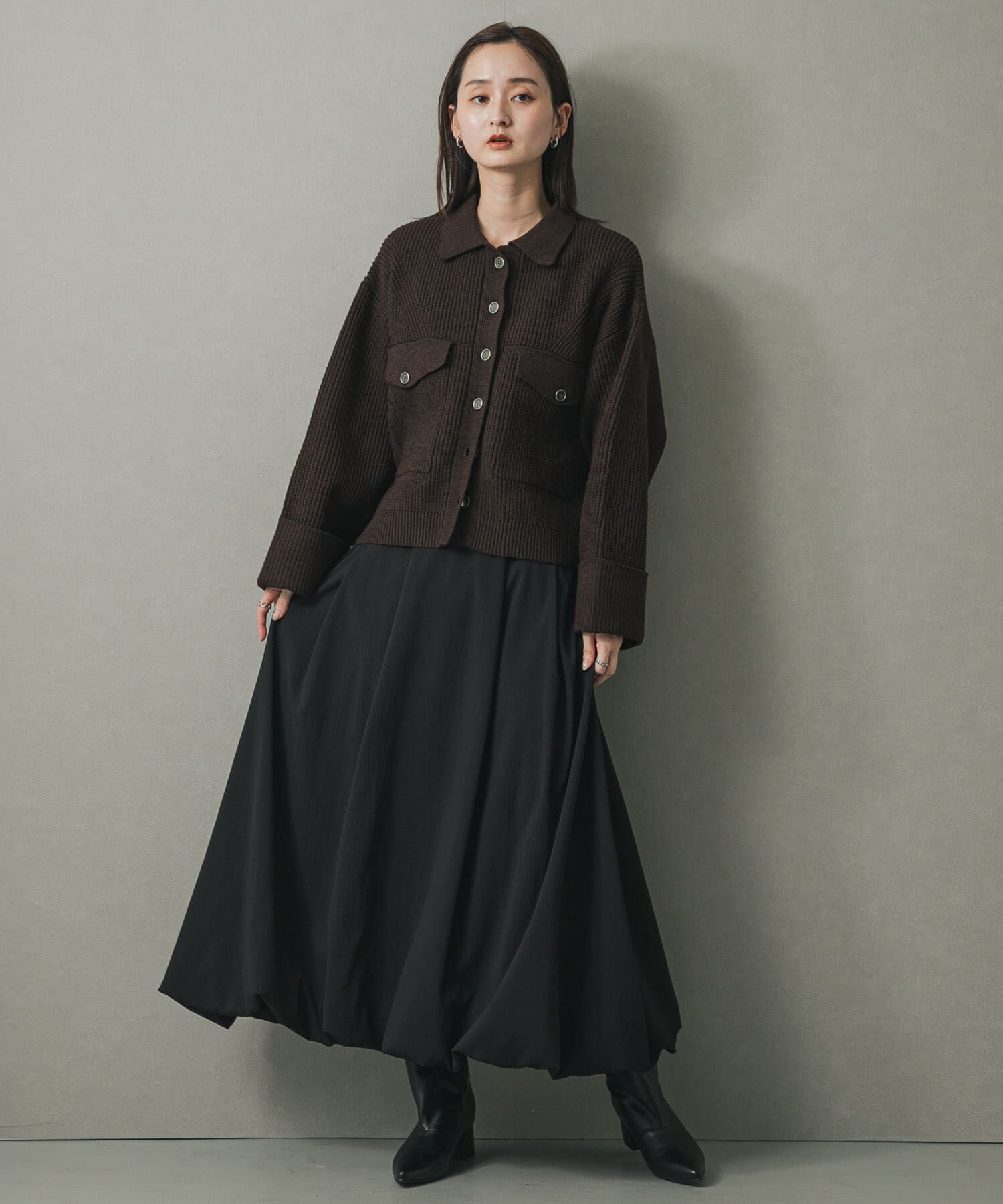 SENSE OF PLACE by URBAN RESEARCH「ニットショートジャケット」|ノーカラーコート|