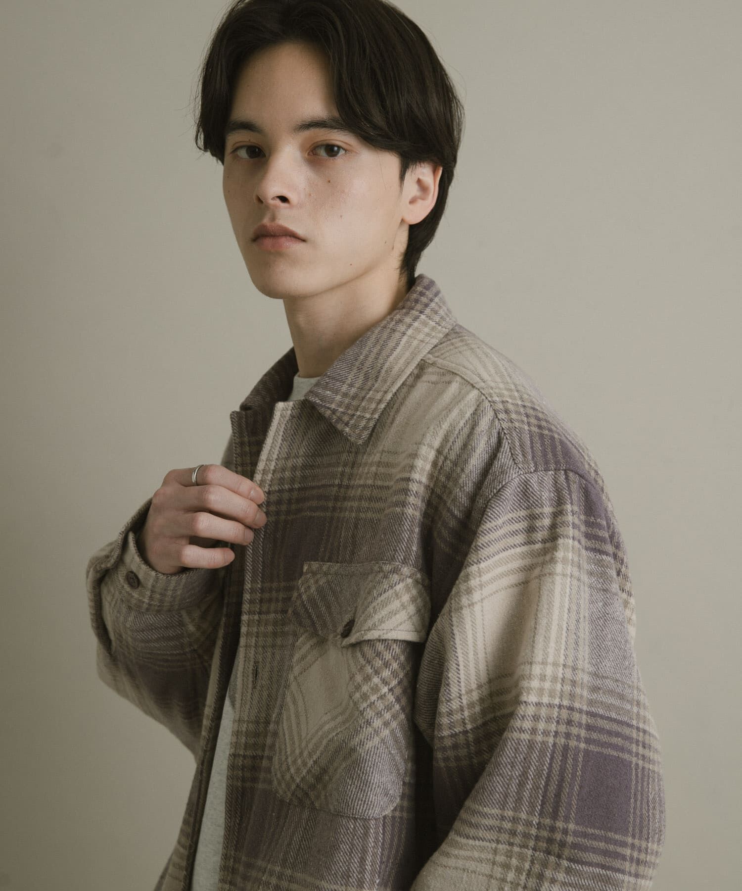 SENSE OF PLACE by URBAN RESEARCH「ブラッシュドヘビーネルチェックシャツ」|シャツ・ブラウス|パープル