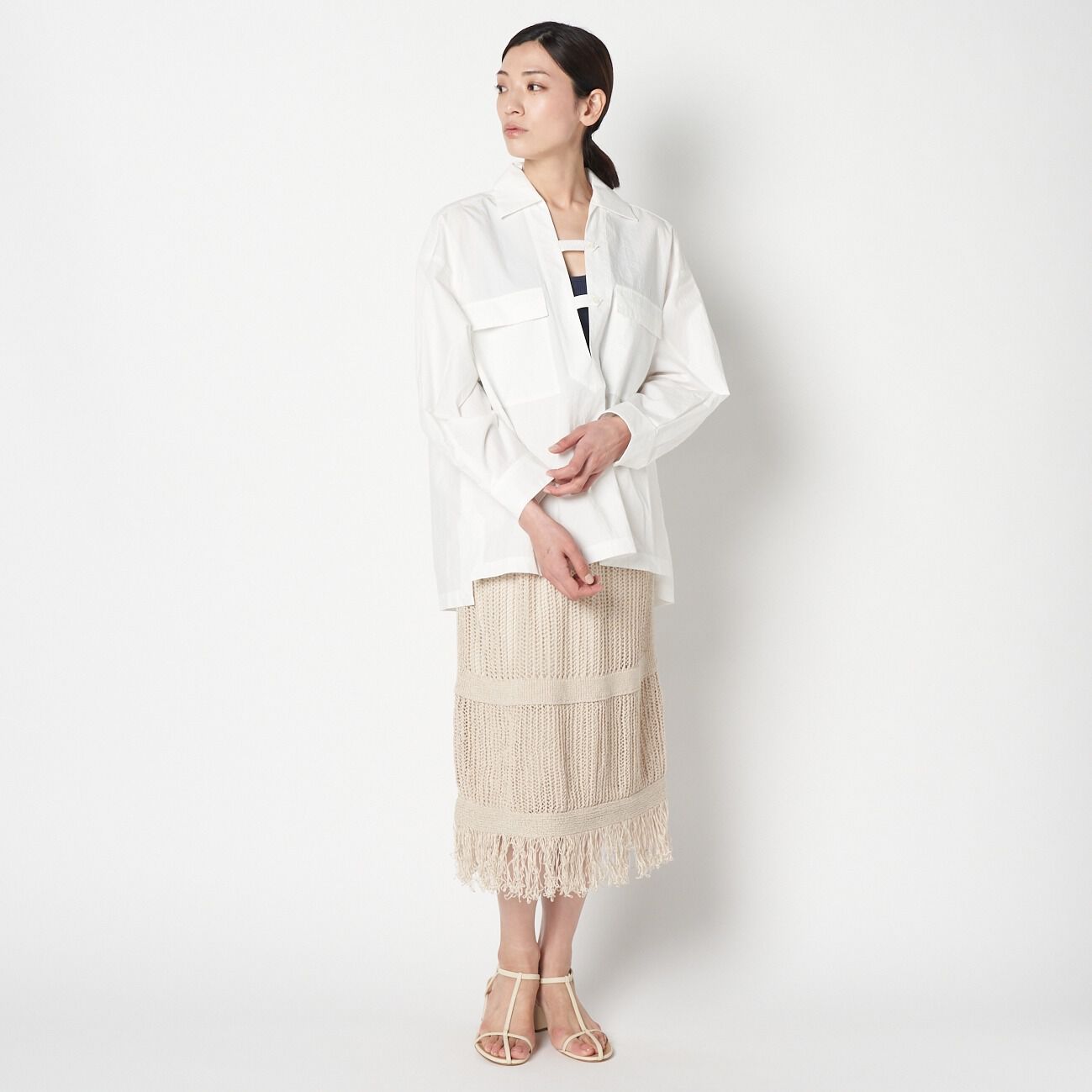 HELIOPOLE「HELIOPOLE LINEN TAPE TIERED SKIRT」|スカート|