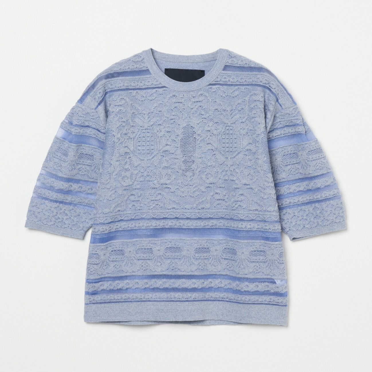  「boussole LACE JACQUARD SHORT SLEEVE」|Tシャツ・カットソー|スカイブルー