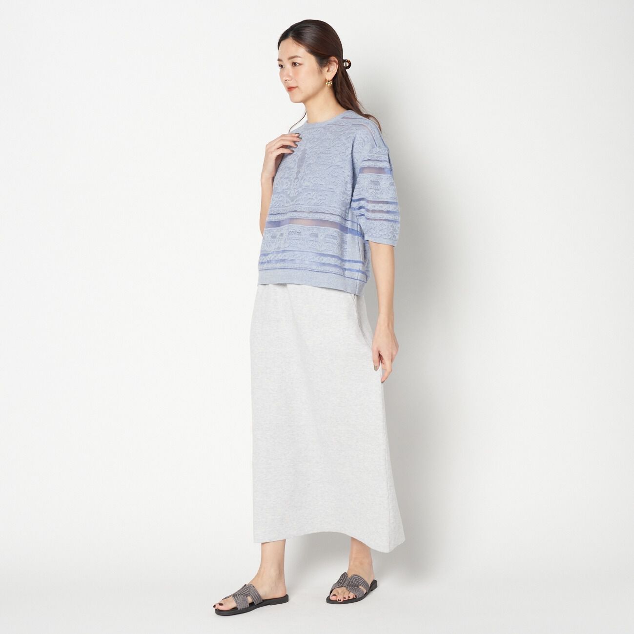  「boussole LACE JACQUARD SHORT SLEEVE」|Tシャツ・カットソー|