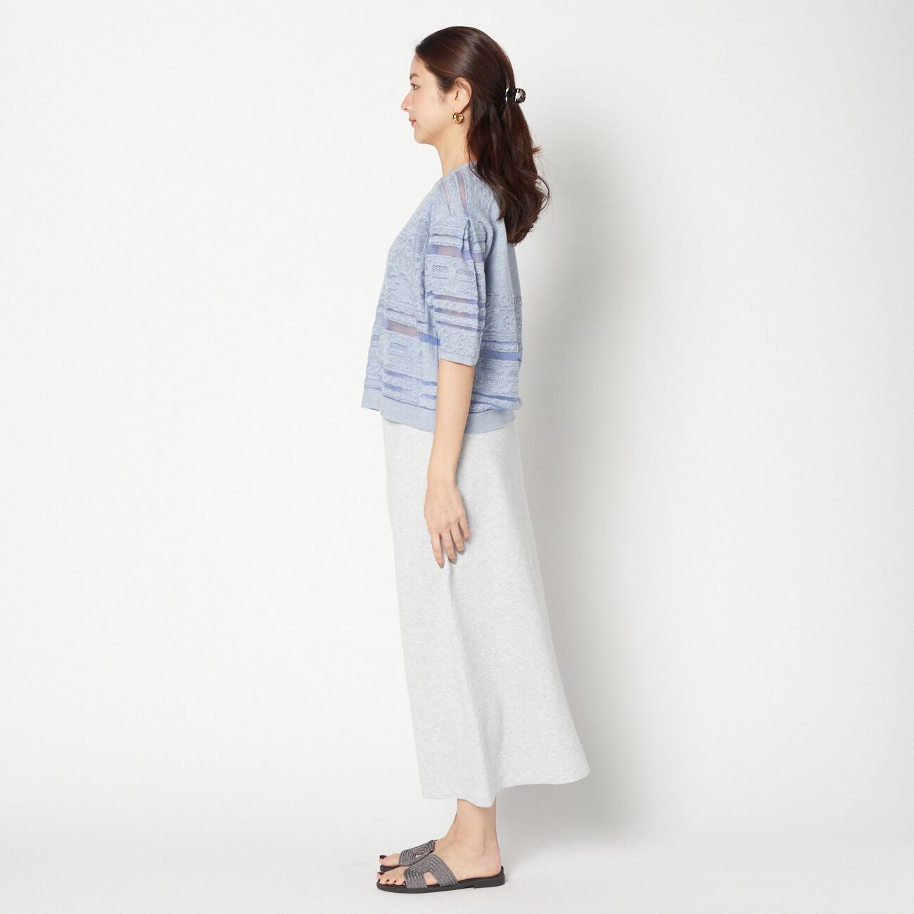  「boussole LACE JACQUARD SHORT SLEEVE」|Tシャツ・カットソー|