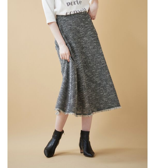 le.coeur blanc「ツイードフリンジフレアスカート」|フレア|
