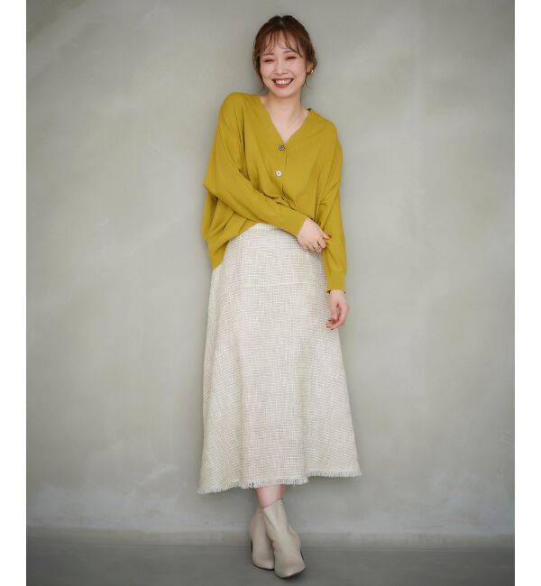 le.coeur blanc「ツイードフリンジフレアスカート」|フレア|