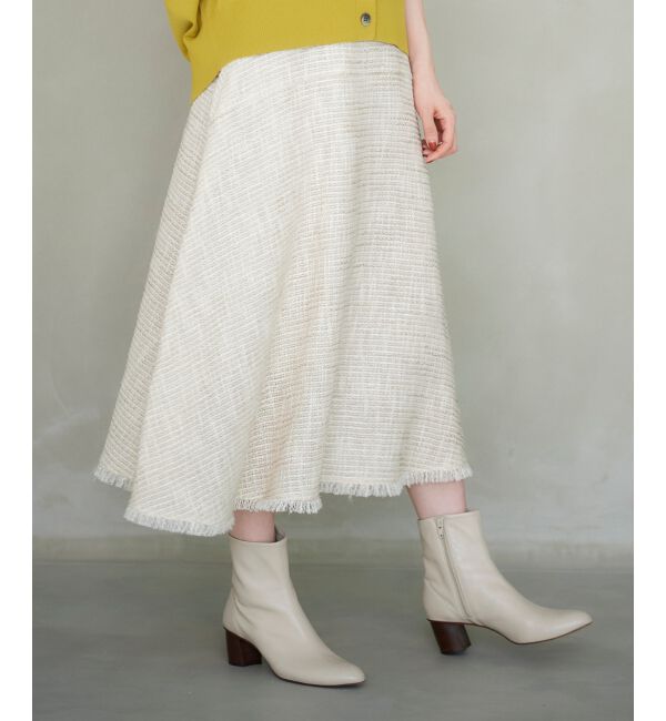 le.coeur blanc「ツイードフリンジフレアスカート」|フレア|