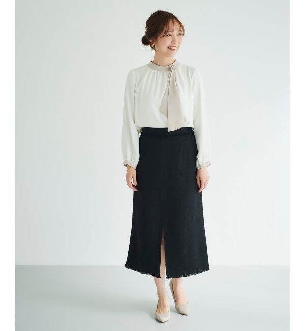 le.coeur blanc「ツイードフリンジストレートスカート」|スカート|