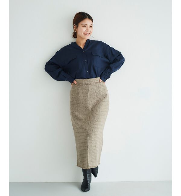 le.coeur blanc「ツイードフリンジストレートスカート」|スカート|