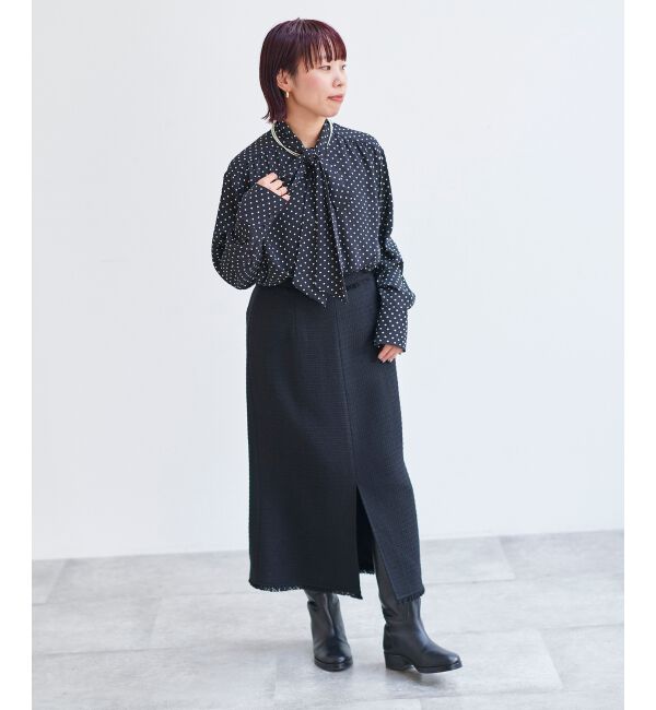 le.coeur blanc「ツイードフリンジストレートスカート」|スカート|