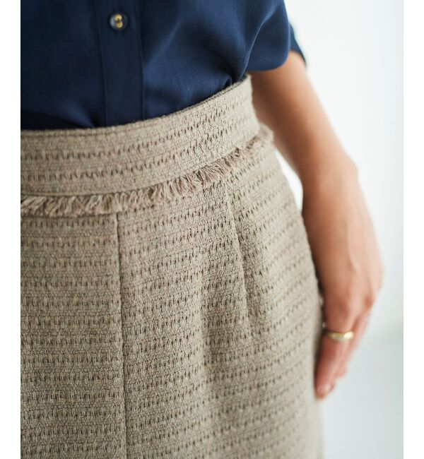 le.coeur blanc「ツイードフリンジストレートスカート」|スカート|