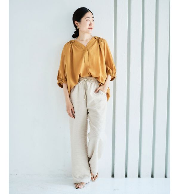 le.coeur blanc「シアーVネックギャザーブラウス」|シャツ・ブラウス|