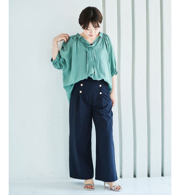 le.coeur blanc「シアーVネックギャザーブラウス」|シャツ・ブラウス|