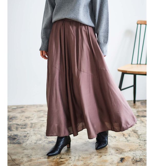 le.coeur blanc「《手洗い可能》シルキーローンギャザースカート」|スカート|Ｄ／ピンク