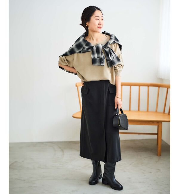 le.coeur blanc「《手洗い可能》カーゴポケットラップライクスカート」|スカート|