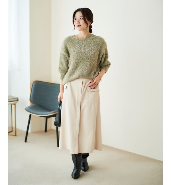 le.coeur blanc「《手洗い可能》カーゴポケットラップライクスカート」|スカート|