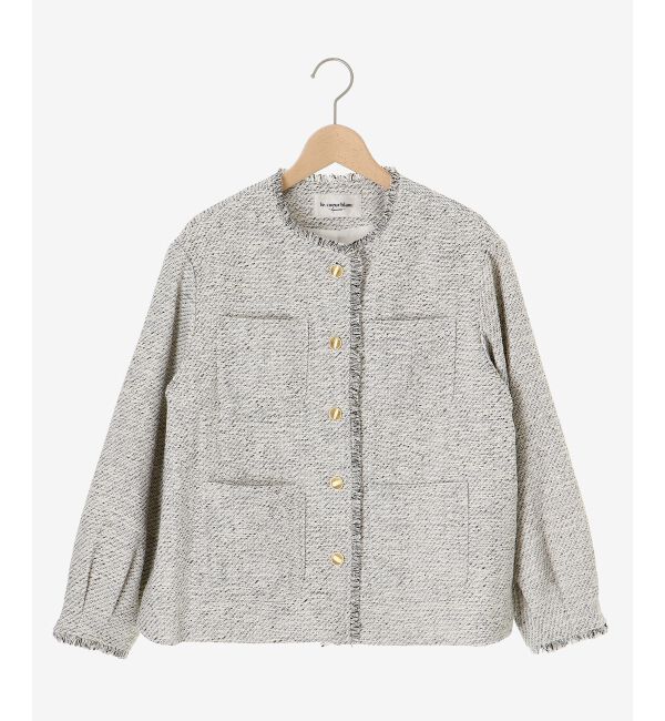  「《通勤着やセレモニーシーンにも》メランジツイードノーカラージャケット」|その他|