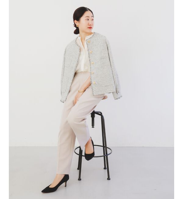  「《通勤着やセレモニーシーンにも》メランジツイードノーカラージャケット」|その他|