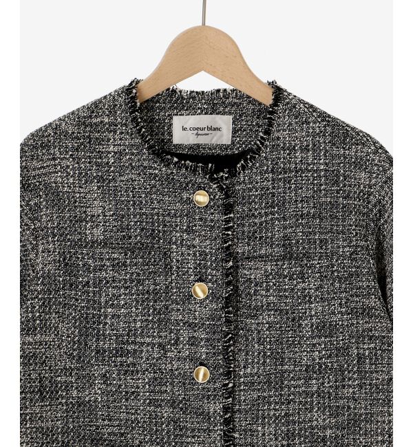  「《通勤着やセレモニーシーンにも》メランジツイードノーカラージャケット」|その他|