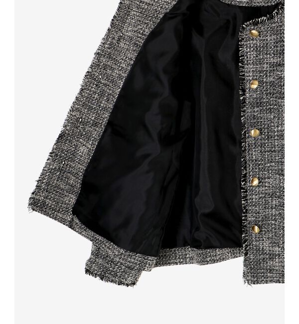  「《通勤着やセレモニーシーンにも》メランジツイードノーカラージャケット」|その他|