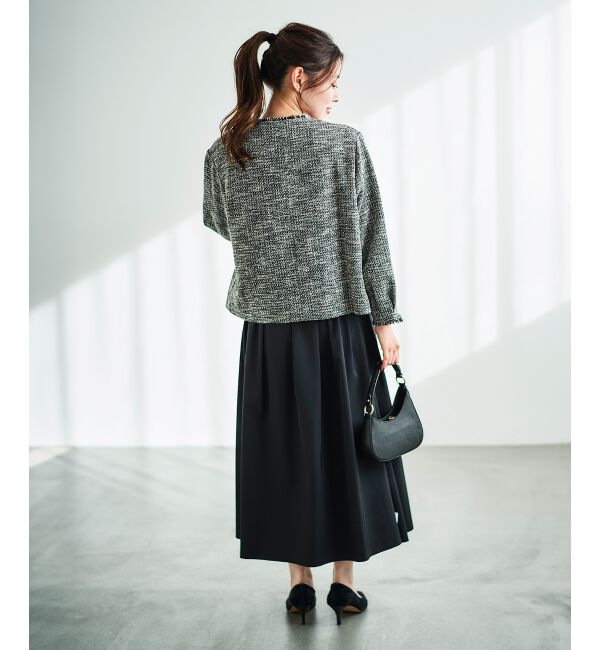  「《通勤着やセレモニーシーンにも》メランジツイードノーカラージャケット」|その他|