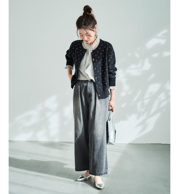  「ドットジャガードニットカーディガン」|カーディガン|