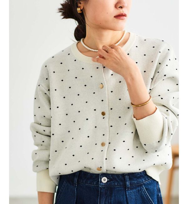  「ドットジャガードニットカーディガン」|カーディガン|