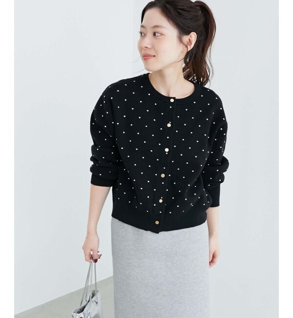  「ドットジャガードニットカーディガン」|カーディガン|