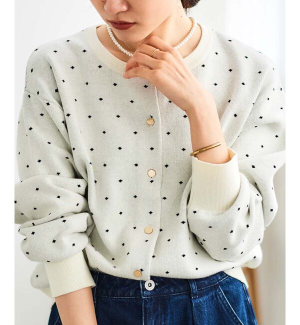  「ドットジャガードニットカーディガン」|カーディガン|