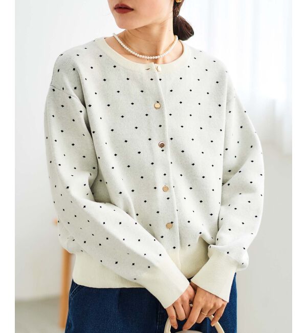  「ドットジャガードニットカーディガン」|カーディガン|
