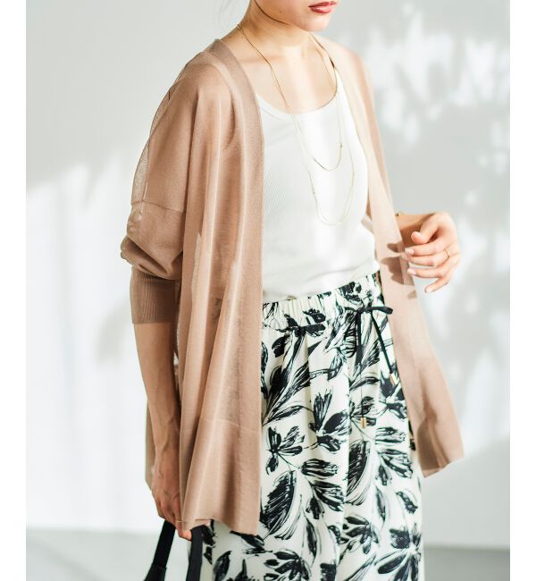  「《手洗い可能》シアーミドル丈カーディガン」|カーディガン|