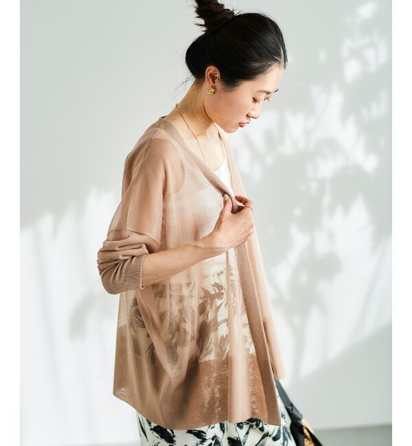  「《手洗い可能》シアーミドル丈カーディガン」|カーディガン|