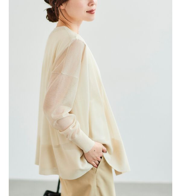  「《手洗い可能》シアーミドル丈カーディガン」|カーディガン|