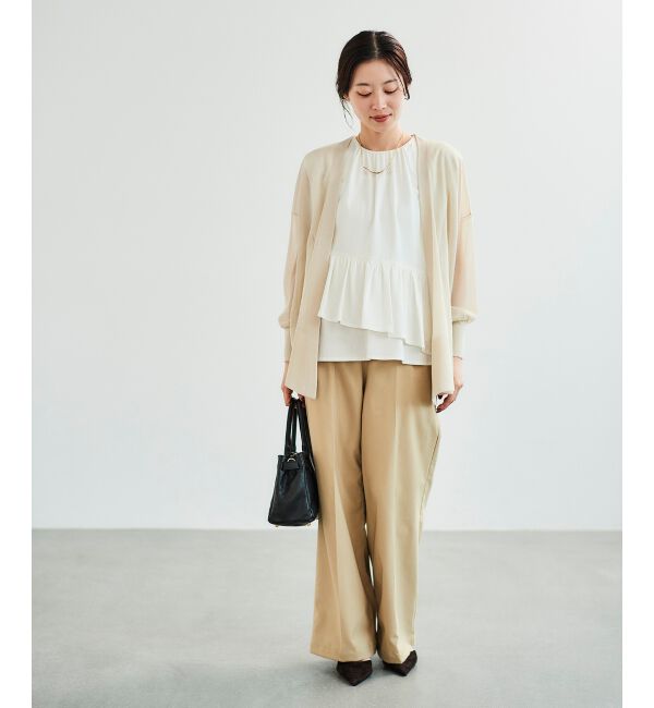  「《手洗い可能》シアーミドル丈カーディガン」|カーディガン|