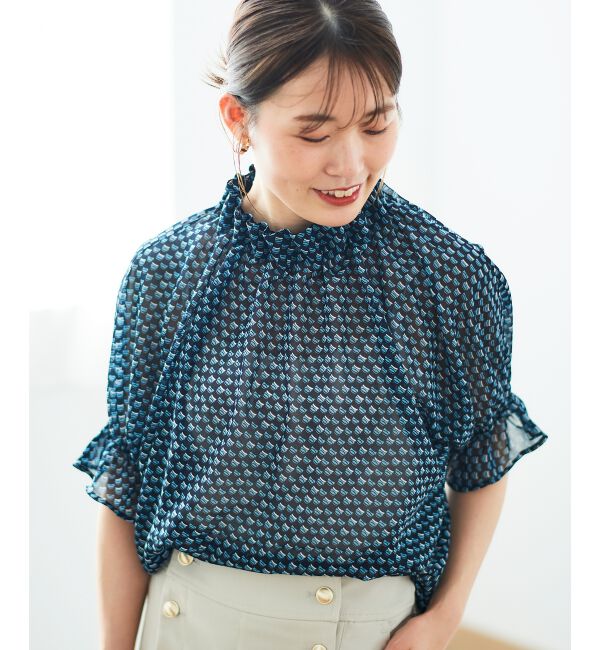  「シフォン幾何柄プリントブラウス」|シャツ・ブラウス|