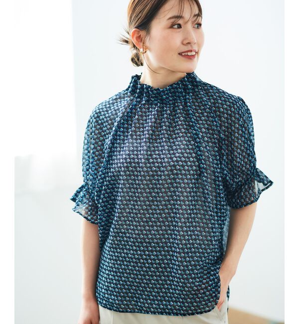  「シフォン幾何柄プリントブラウス」|シャツ・ブラウス|