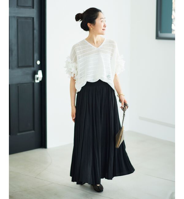  「ウエストリブギャザーフレアスカート」|フレア|