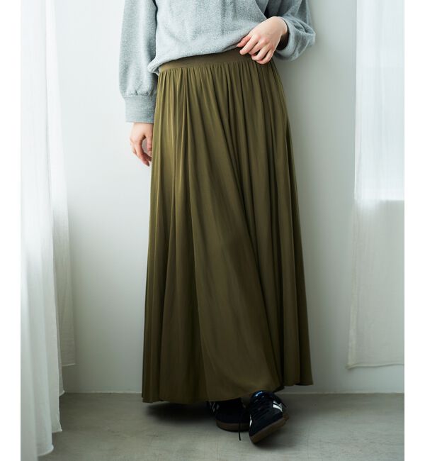  「ウエストリブギャザーフレアスカート」|フレア|