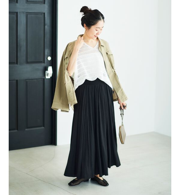  「ウエストリブギャザーフレアスカート」|フレア|