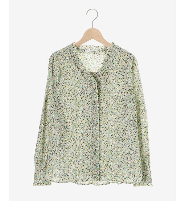 le.coeur blanc「リバティフロントフリルVネックブラウス」|シャツ・ブラウス|