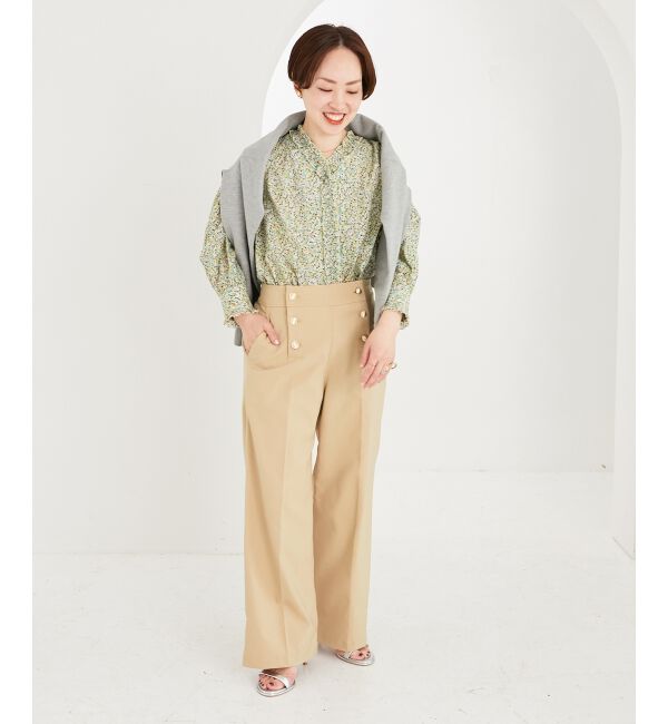 le.coeur blanc「リバティフロントフリルVネックブラウス」|シャツ・ブラウス|