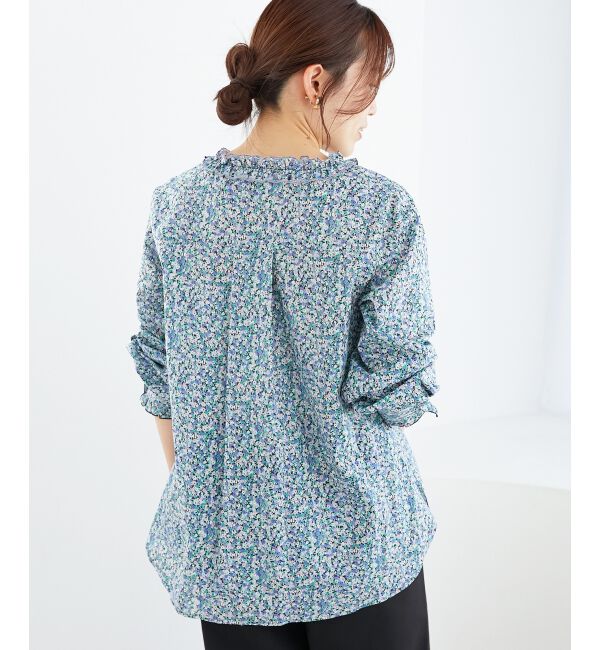 le.coeur blanc「リバティフロントフリルVネックブラウス」|シャツ・ブラウス|