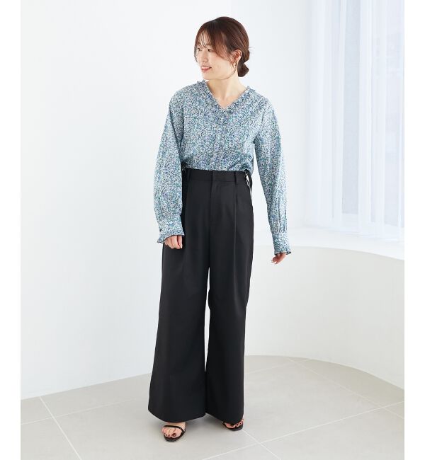 le.coeur blanc「リバティフロントフリルVネックブラウス」|シャツ・ブラウス|