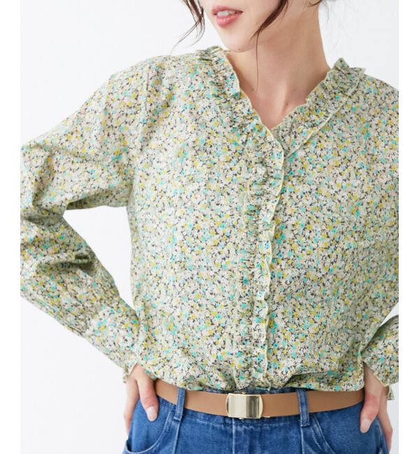 le.coeur blanc「リバティフロントフリルVネックブラウス」|シャツ・ブラウス|