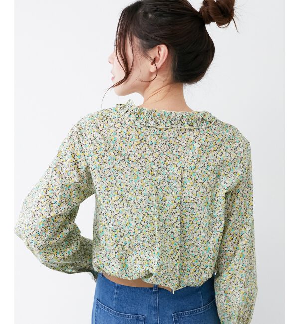 le.coeur blanc「リバティフロントフリルVネックブラウス」|シャツ・ブラウス|