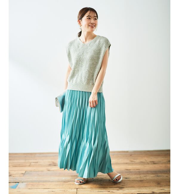  「《手洗い可能》デシン変形プリーツスカート」|スカート|