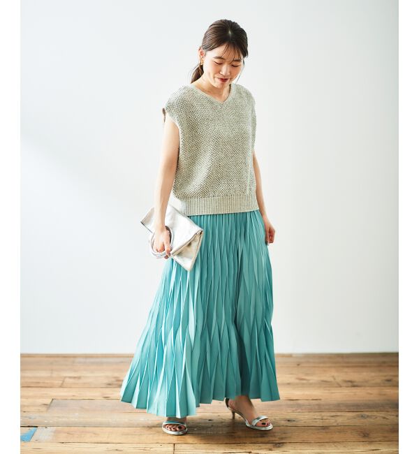  「《手洗い可能》デシン変形プリーツスカート」|スカート|