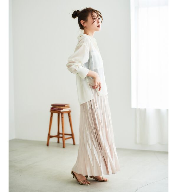  「《手洗い可能》デシン変形プリーツスカート」|スカート|