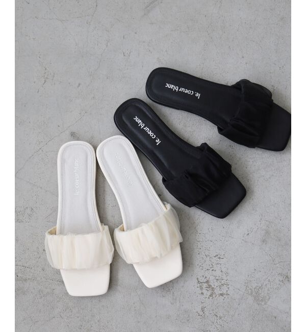  「《WEB限定アイテム》ギャザーフラットサンダル」|サンダル|