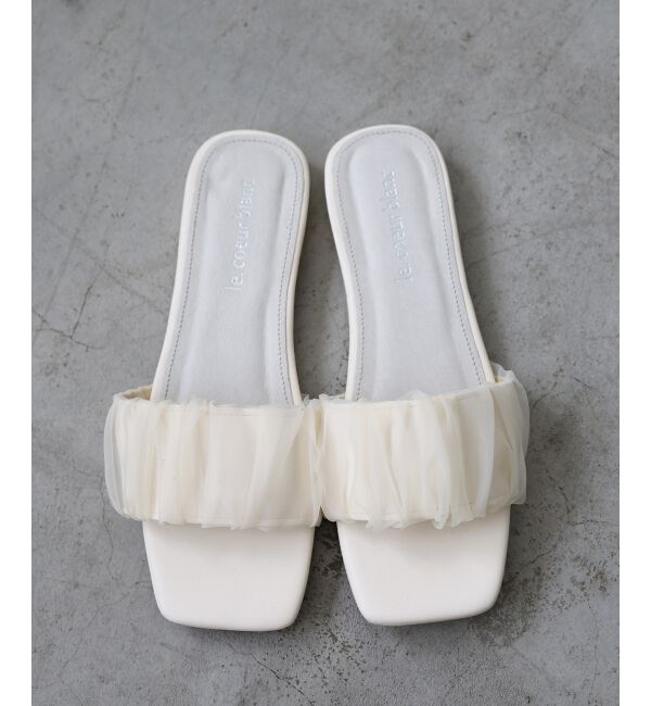  「《WEB限定アイテム》ギャザーフラットサンダル」|サンダル|