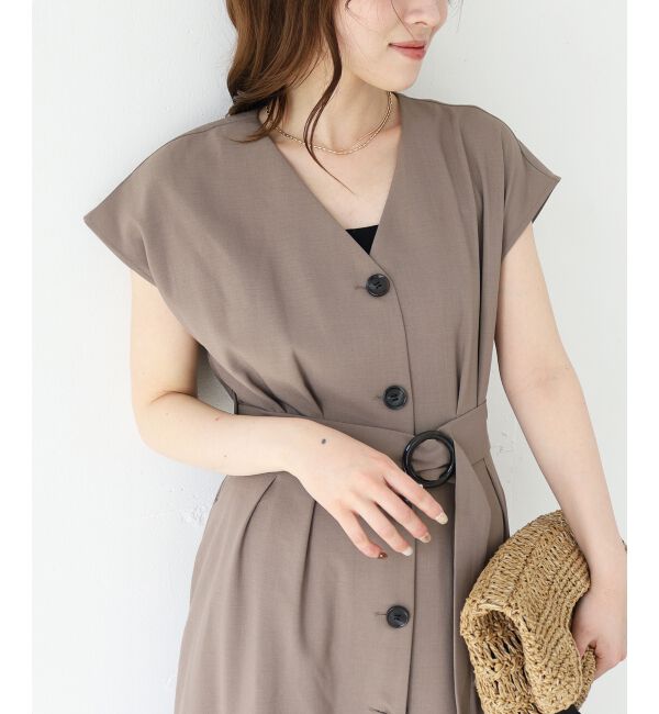  「《WEB限定アイテム》リネンライクフロントボタンワンピース」|ワンピース|