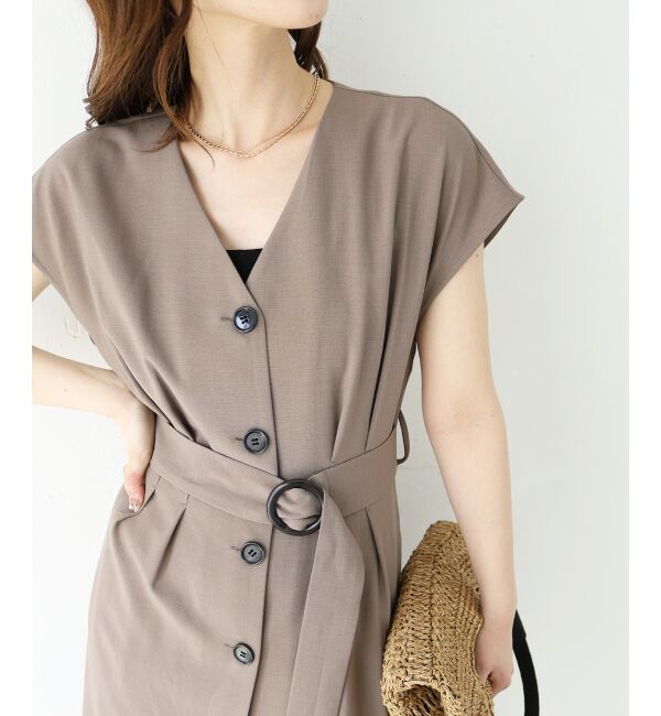 「《WEB限定アイテム》リネンライクフロントボタンワンピース」|ワンピース|